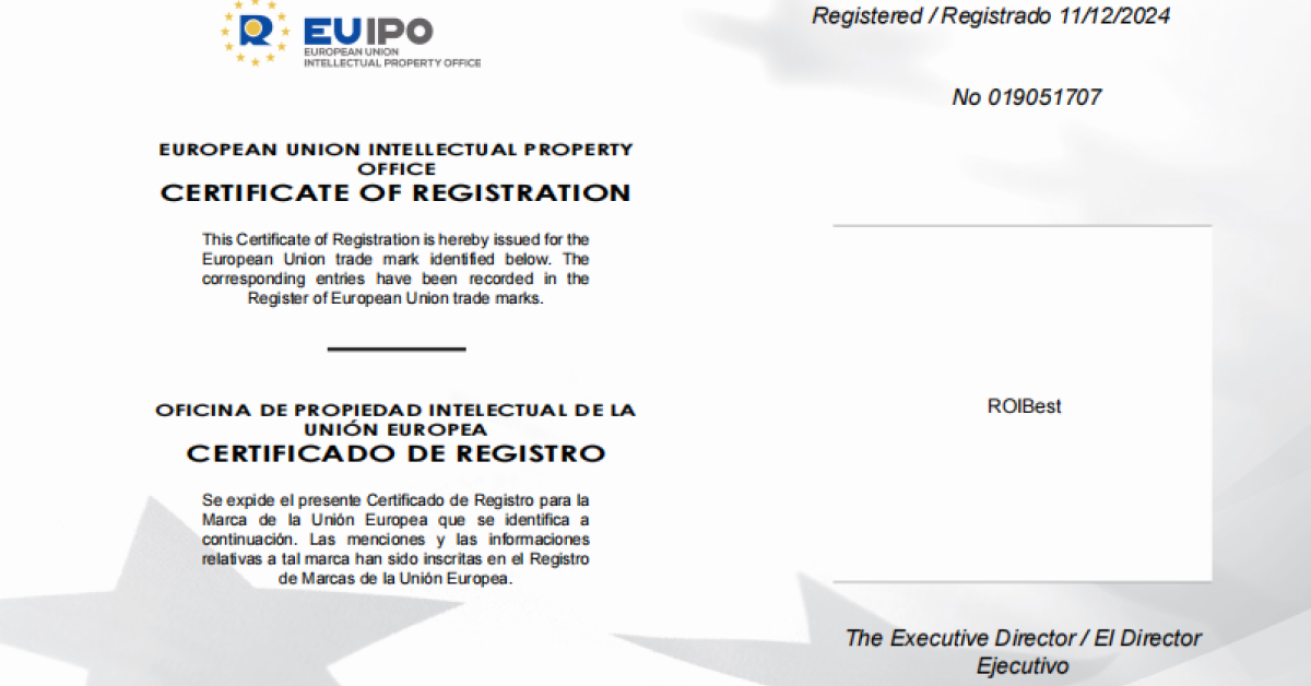 ROIBest Receives EUIPO Certification