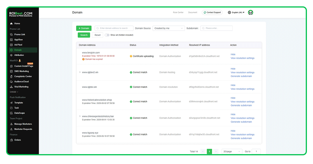 ROIBest × DNSimple one-click domain authorization and instant DNS resolution for PWA deployment and ad campaigns